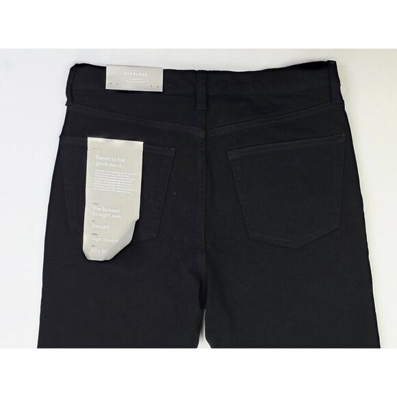 Everlane Size 30X30 Mens The Relaxed Straight High Stretch Black Denim Jeans NWT - Picture 7 of 12